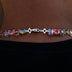 Collar de Piedra Multicolor Naranja Flotante en Oro Blanco
