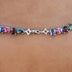 Collar de Piedra Multicolor Naranja Flotante en Oro Blanco