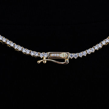 3 Prong Tennis Necklace in Yellow Gold -2mm