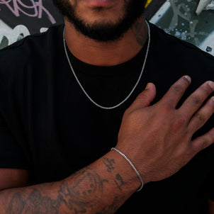 Diamond Cut Popcorn Chain + Bracelet in Black - 2mm