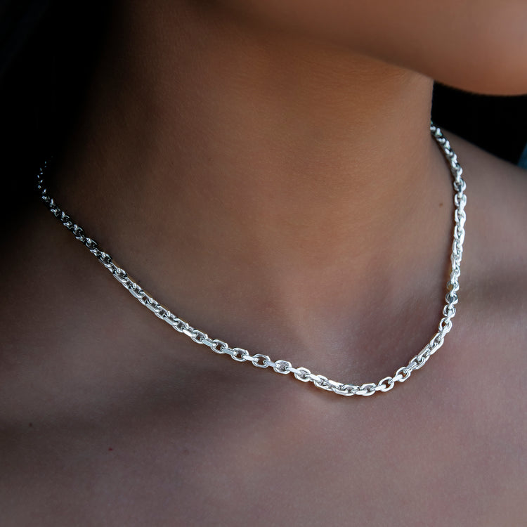 3.6MM Open Box Necklace in White Gold