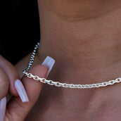 3.6MM Open Box Necklace in White Gold