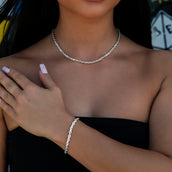 Open Box Necklace + Bracelet in White Gold - 3.6mm