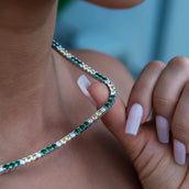 3MM Diamond Tennis Necklace - Green Yellow White