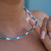 3MM Diamond Tennis Necklace - Green Royal Blue White
