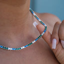 Collar de tenis de diamantes de 3 MM - Verde azul real blanco