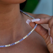 3MM Diamond Tennis Necklace - Purple Yellow White