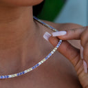 Collar de tenis de diamantes de 3 MM - Púrpura Amarillo Blanco