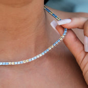 3MM Diamond Tennis Necklace - Turquoise Yellow