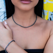 Diamond Cut Popcorn Chain + Bracelet in Black - 4mm