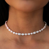 Mixed Diamond Pave Necklace in Rose Gold