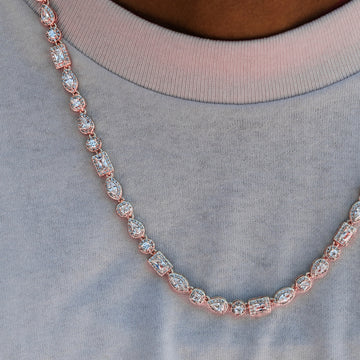 Cadena de pavé de diamantes mixtos en oro rosa
