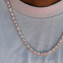 Cadena de pavé de diamantes mixtos en oro rosa