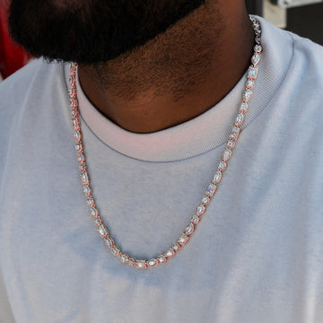 Cadena de pavé de diamantes mixtos en oro rosa