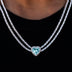 Collar de tenis de doble fila con diamantes Corazón Azul - Oro blanco