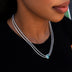 Collar de tenis de doble fila con diamantes Corazón Azul - Oro blanco