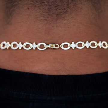 Iced Star Cable Link Chain - Yellow Gold