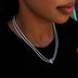 Pink Heart Diamond Double Row Tennis Necklace in White Gold
