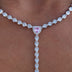 Pink Heart Lariat Necklace in White Gold