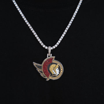 Colgante con el logo oficial de los Ottawa Senators de la NHL en oro blanco