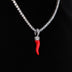 Colgante de cuerno italiano rojo helado en oro blanco