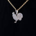 Iced Rooster Pendant in Yellow Gold