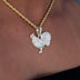 Iced Rooster Pendant in Yellow Gold