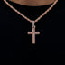 Iced Rope Mix Cross Pendant in Rose Gold