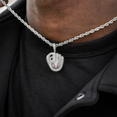 Iced Baseball Pendant in White Gold