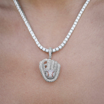 Colgante de Béisbol con Diamantes en Oro Blanco