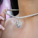 Iced Baseball Pendant in White Gold