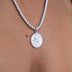 Compass Coin Pendant in White Gold