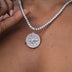 Compass Coin Pendant in White Gold