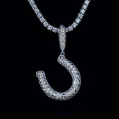 Simple Horseshoe Pendant in White Gold