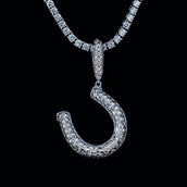 Simple Horseshoe Pendant in White Gold