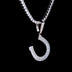 Iced Horseshoe Pendant in White Gold
