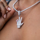 GLD X Ryan Williams Peace Sign Pendant in White Gold