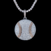 Pave Baseball Pendant in White Gold