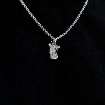 Micro Saint Michael Pendant in White Gold