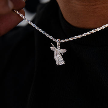 Micro Saint Michael Pendant in White Gold