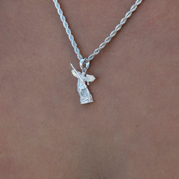 Micro Saint Michael Pendant in White Gold