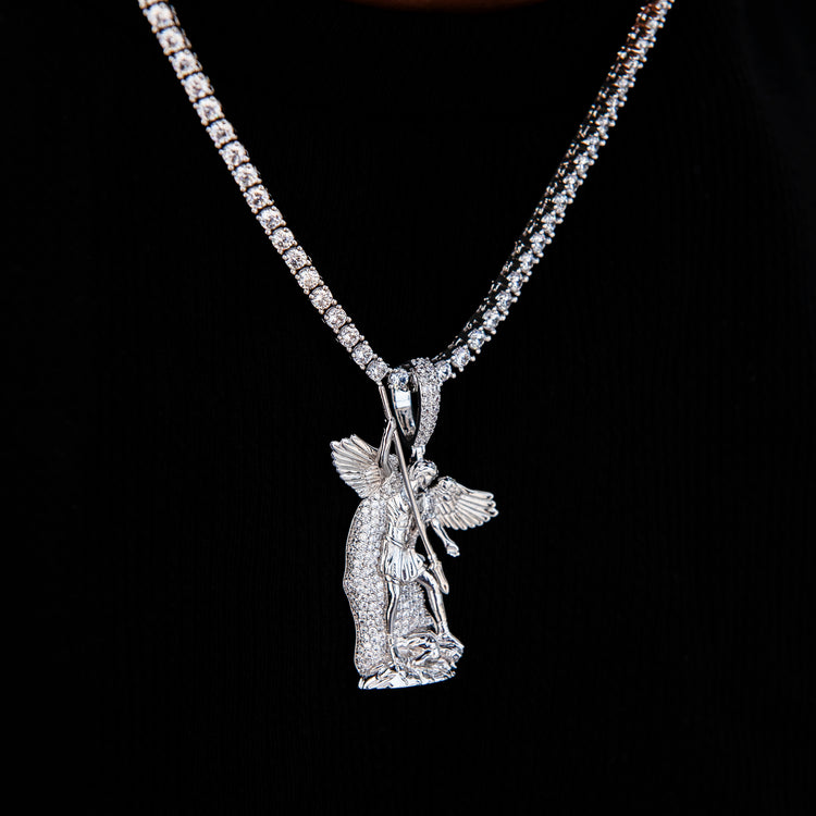 Saint Michael Pendant in White Gold