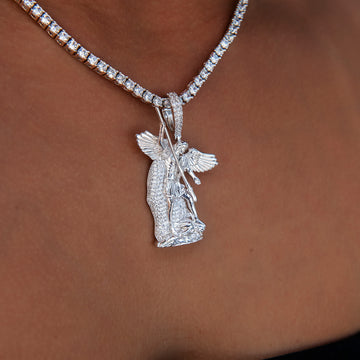 Saint Michael Pendant in White Gold