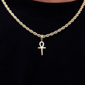 Micro Simple Ankh Cross Pendant in Yellow Gold