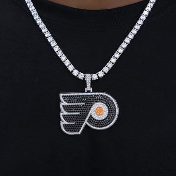 Colgante con el logo oficial de la NHL de los Philadelphia Flyers en oro blanco