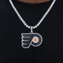 Colgante con el logo oficial de la NHL de los Philadelphia Flyers en oro blanco