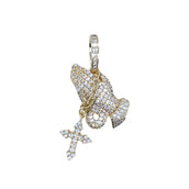 Micro Iced Praying Hands with Cross