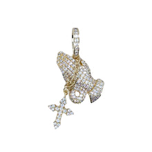 Micro Iced Praying Hands with Cross