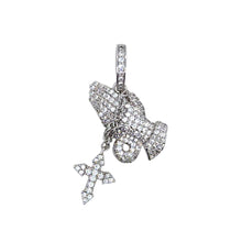Micro Iced Praying Hands with Cross Pendant