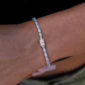 Colored Iced Rock Diamond Tennis Bracelet in White Gold